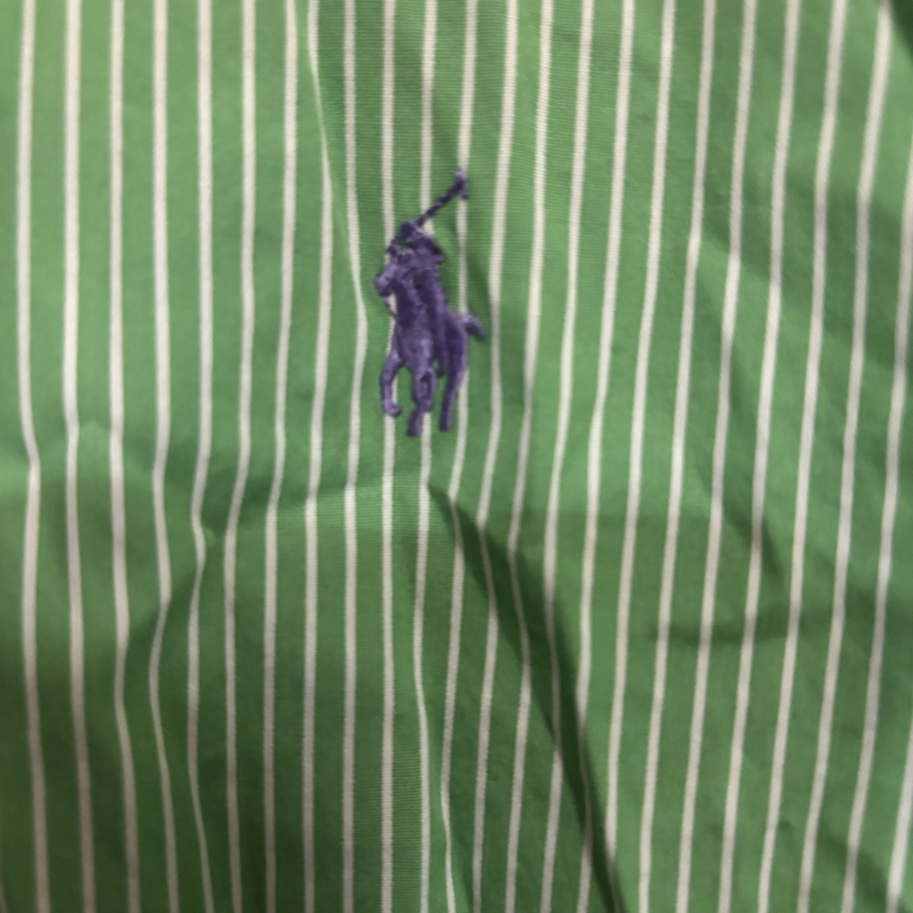 Ralph Lauren Men's‎  Long Sleeve Shirt Size 18 34/35 Classic Fit Green Stripe - Picture 4 of 6